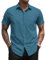 COOFANDY Mens Short Sleeve Shirts Non Iron Summer Formal Dress Shirt Button-Down Casual Business Work Shirts for Men Regular Fit Solid Color Teal L