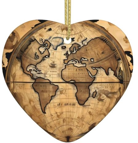 Weltkugel mit antiker Karte, Weihnachtsschmuck für Weihnachtsbaumschmuck, mit goldfarbenem Seil für Party-Dekoration, zum Aufhängen