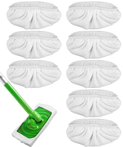 TIDEVAN 8 Paños Reutilizables Microfibra Repuesto Mopa Compatibles con Swiffer Sweeper Mop Blanco Recambio Mopa de Microfibra Lavables y de Limpieza Mopa de Microfibra para Uso Húmedo y Seco
