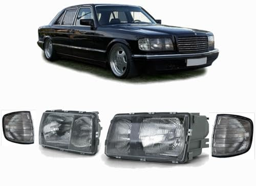 ANG Scheinwerfer-Set mit getauchten Blinkern für MB W126 79-92 Limousine, Schwarz
