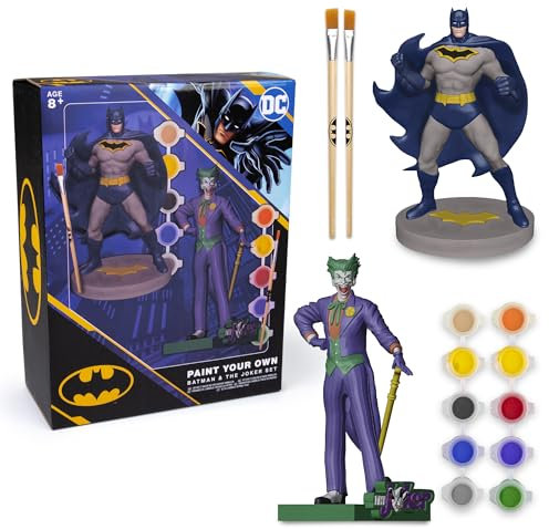 abeec Batman and The Joker Set - Paint Your Own Figures Includes Ten Paints and Two Paint Brushes - Arts and Crafts Activity for Kids Aged 8 and Above