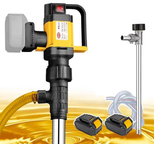 json2xml Electric Transfer Pump-1000w Liquid Transfer Pump with 93cm Stainless Steel Tube + 2PCS Battery + 300cm Wire Hose,For Diesel,Lubricants,Water,Slightly Viscous Liquid,Stainlesssteel