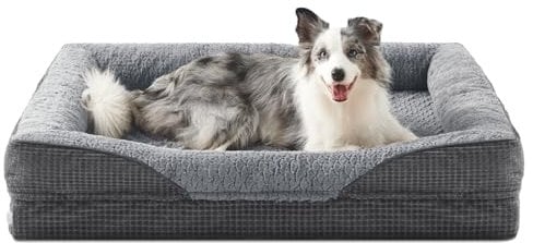 FURTIME Orthopädisches Hundebett Mittelgroße Hunde, Memory Foam Hundekorb Grosse Hunde, Abnehmbar und Waschbar, rutschfeste Hundekörbchen, Hohem Rand Hundesofa, 89 x 64 x 18cm