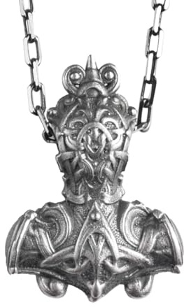 KAMBO Collier avec pendentif marteau de Thor Mjölnir pour homme - Argent sterling 925 - Amulette nordique viking avec chaîne - Bijoux de mythologie nordique faits à la main - Taille L - Argent