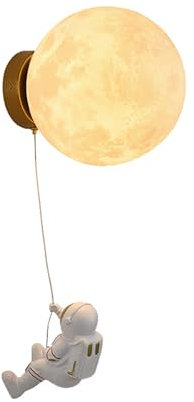 WMDMJT LED Mond Wandlampe Kinderzimmer, Astronauten Wandlampe Nordic Modern Verkabelt Schlafzimmer Beleuchtung, Weltraum Wandlampe Für Kinderzimmer, Flur, Büro,15cm