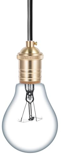 Ciieeo Douille E27 Cuivre Doré, Lampe Vintage Support À Visser Avec Bouton | Douille E27/E26 Lampe Tournant Remplacement Lampe Pour Plafonnier Ampoule À Gros Culot Décoration Rétro