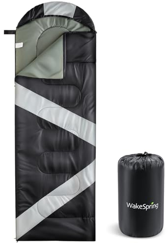 WakeSpring Schlafsack Sommer Erwachsene 2-in-1, Leicht, Koppelbar | Deckenschlafsack Camping , als Decke nutzbar, mit Fußreißverschluss, für Festival, Wohnmobil, Reisen & Outdoor