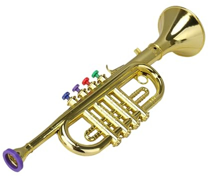 Trompete für Kinder, Musikhorn aus ABS, 4 farbige Tasten, Simulationsklangdesign, 37 x 10 x 9 cm, Musikinstrumente, pädagogisches Spielzeug für Übungen