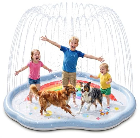 EagleStone Splash Pad for Kids & Pets 200CM Splash Water Play Mat, Large Sprinkler Pad, Garden Outdoor Water Toys, Summer Water Spray Splash Pool for Toddlers, Boys, Girls, Dogs & Backyard Fun