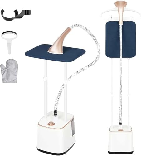 MoraRise Garment Steamer 2000W, Upright Clothes Steamer 2.7L Water Tank | 10 Steam Levels, 90 Mins Continuous Steaming, Fast Heat-Up, Ironing Board, Fabric Brush, Glove (Champagne Gold, 2000W)