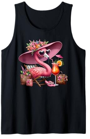 Flamant Rose Palmier Tropical Plage Vacances d'été Femme Débardeur