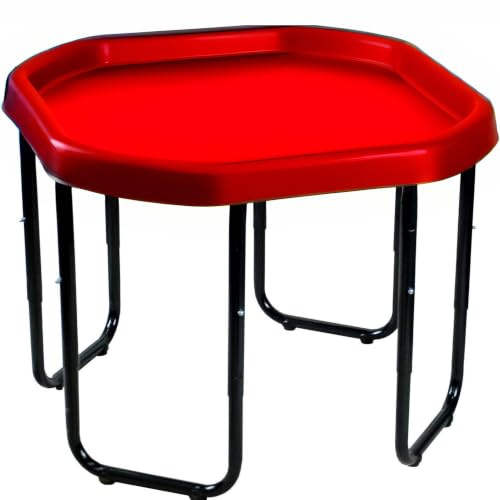 OptiProducts Kids Mixing Play Tray with Height Adjustable Stand (Red) – Large 100CM Sensory Activity Table for Sand, Water, Mud, Paint & Messy Play | Indoor & Outdoor Learning Play Tray