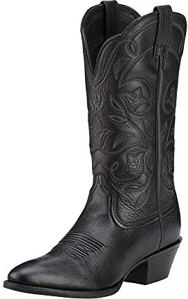 Ariat Women's Heritage Western R Toe Western Cowboy Boot, Black Deer Tan, 6 B US