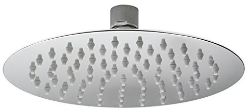 Hudson Reed A3082 ǀ Modern Bathroom Slim Stainless Steel Round Fixed Shower Head, 200mm x 56mm, Chrome