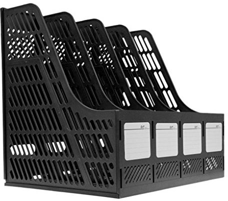 BXT Ordnungsbox / Aufbewahrungsbox, Holz, für Ordner / Dokumente, DIN A4, 4 Stück schwarz