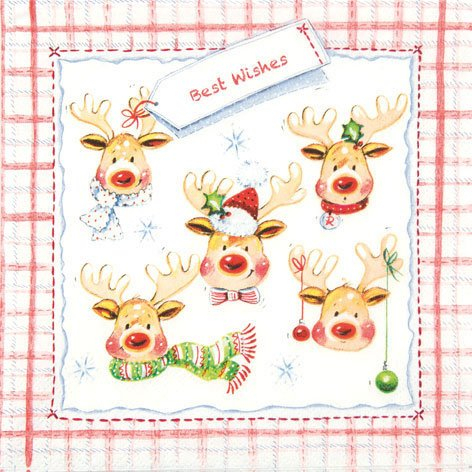 20 Servietten Rudolph Rentier Elch Hirsch Winter Weihnachten 33 x 33cm