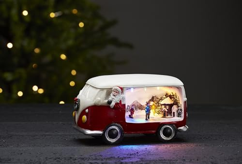 LED-Weihnachtsfigur Merryville Santa mit Transporter 4 warmwhite LED, ca. 21x12 cm, batteriebetrieben, Timer