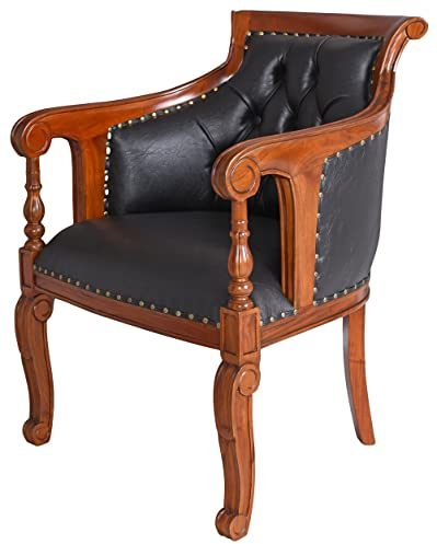 Bibliothek Sessel Chesterfield Stuhl Armlehnstuhl Ledersessel Schwarz mar145 Palazzo Exklusiv