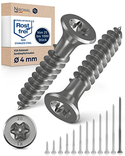 200x Vis à bois tête fraisée en Acier inoxydable Torx V2A vis inox 4x80 pour panneaux d'aggloméré Bois Filetage partiel 4mm fort 80mm long 200 pièce en acier A2