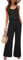 OUGES Damen Sommer Ärmellos Jumpsuit Overall Lang Hosenanzug Casual Playsuit Romper mit Taschen(Schwarz,XL)
