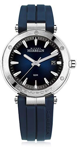 Michel Herbelin | Herren | Newport | blaues Zifferblatt | Gummi | 12288/15CB