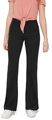 Damen Stretch Schlag Hose Slim Fit Freizeit Schlupf Stoffhose ONLFEVER Elastic Flared Long Pants 70s Retro, Farben:Schwarz, Größe:XS / 34L