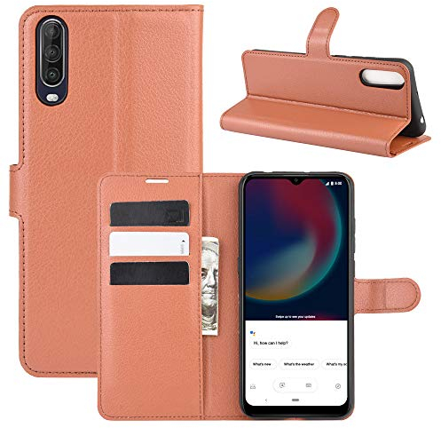 Fertuo Hülle für Wiko View 4 / View 4 Lite, Handyhülle Leder Flip Case Tasche mit Standfunktion, Kartenfach, Magnetschnalle, Silikon Bumper Schutzhülle Cover für Wiko View 4, Braun