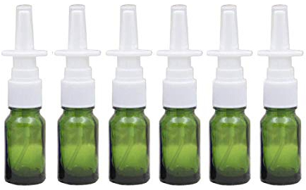 6 Botes vacíos de 10 ml de 3 onzas de Vidrio Recargable con pulverizadores de Niebla Fina atomizadores para Aplicaciones coloidales de Plata/Salina cosméticos (Verde)