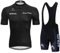 Radtrikot Set Herren Fahrrad Trikot Kurzarm Radhose mit 9D Sitzpolster, Atmungsaktiv Fahrrad Anzug für Radfahren MTB Jogging (Black,L)