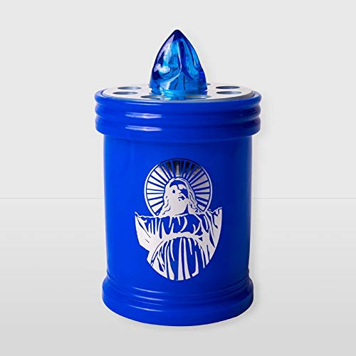 La Briantina Elektrisches Teelicht mit blauer LED, Lebensdauer 60 Tage, mit Design und Dauerlicht, 11 x Ø 6,5 cm