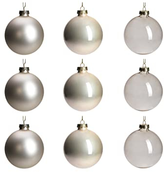 DN DECONATION Champagne Glass Christmas Ball Ornaments, 3.15” Hanging Christmas Baubles for Xmas Tree Decoration, Set of 9 Decor for Holiday, Halloween, Wedding Party Gift