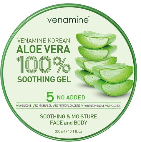Venamine Korean Aloe Vera Soothing & Moisture Gel 100% For Face And Body 300ml