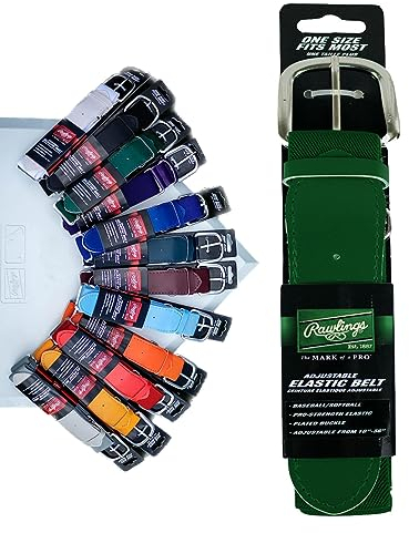 Rawlings Unisex-Erwachsene Elastic Game Day Belt | Baseball/Softball | Adult/Youth | Multiple Colors Verstellbarer Gürtel (dunkelgrün), OSFM | Adjustable Fits 18-36