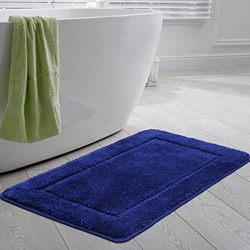 SOANNY Badematte 60x90 cm, rutschfest & Waschbar, Weicher Mikrofaser Badezimmerteppich, Saugfähig & Schnelltrocknend, Blau