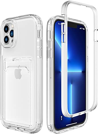 ZCDAYE for iPhone 14 Pro Clear Case with Card Slot Card Case, Transparent | Practical Soft Phone Case with Card Holder, Colored Hard Bezel, Slim Fit Protective Cases, Simple Women Men Phone Cover Shell