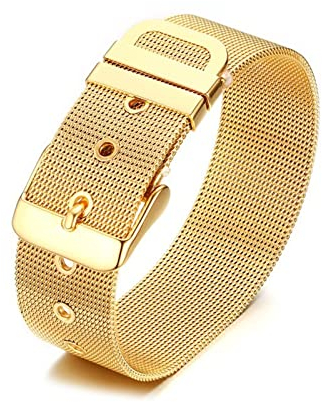 Whoiy 18mm Armband, Armband Junge Hochzeit Edelstahl Armreif Cool Silber Verstellbares Dickes Armband für Jahrestag 21.5cm mit Schnallenverschluss