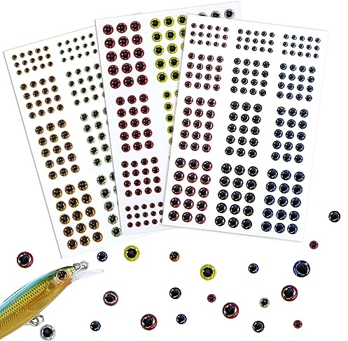 Occhi 3D per Artificiali Realistico Esche da Pesca Occhi 3D Occhi Adesivo 549 Pezzi Occhi di Pesce Artigianato per Fai da Te Ganci Esche Fly Tying Materiali 3/4/5/6mm