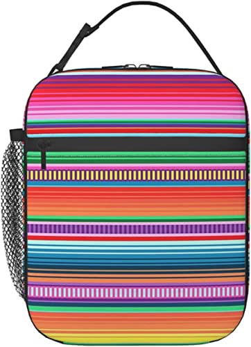 Oudrspo Fiambrera con rayas arcoíris, fiambrera aislada reutilizable, fiambrera para hombre y mujer, adecuada para Camping, oficina, escuela
