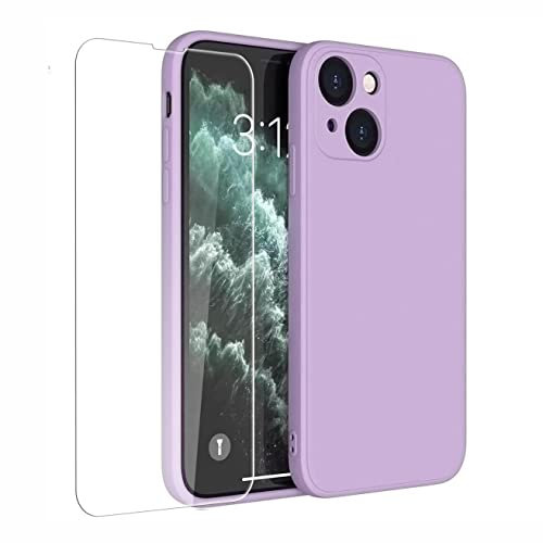 Mixroom - Cover Custodia Case + Pellicola per iPhone 14 Protezione Copre Fotocamera in Silicone TPU Opaco con Bordi Piatti Colore Lilla