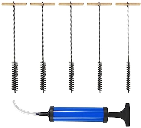 Drill Hole Blower and Cleaning Brush Set, 6 Pieces Efficient Drill Hole Cleaning Brush and Drill Hole Blower Pump for Hammer Drills (8/12/16/20/25 mm)