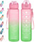 Enerbone Wasserflasche mit Trinkzeiten und Strohhalm, motivierender Tragegurt, auslaufsicher, BPA- und giftfrei, sorgt dafür, dass Sie genug für Fitness, Fitnessstudio, Outdoor, Wassermelone