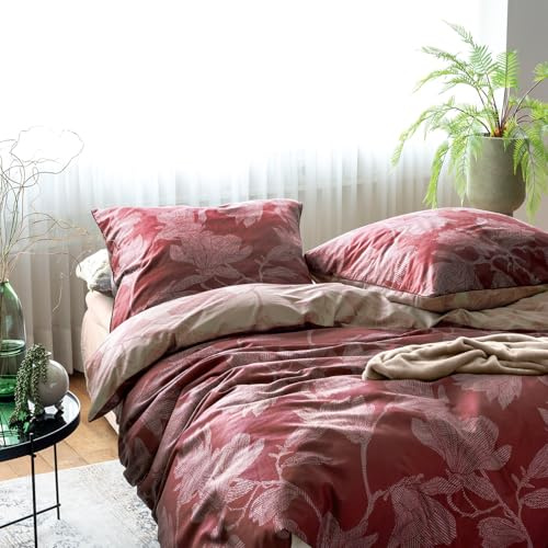 Irisette Mako-Satin Bettwäsche Glamour 8502 rot 1 Bettbezug 135 x 200 cm + 1 Kissenbezug 80 x 80 cm