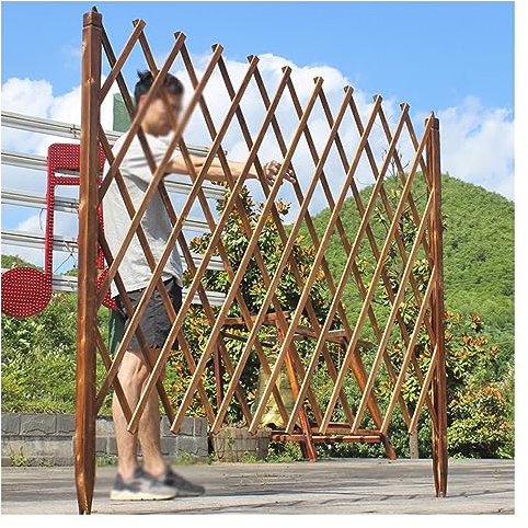 LVLDAWA Massivholz-Dehnungszaun Für Den Außenbereich, Freistehende Holztrennwand Garten Spalier Panels Für Pflanzen Klettern Unterstützung, 3 Höhen (Farbe : Braun, Größe : 90CM)