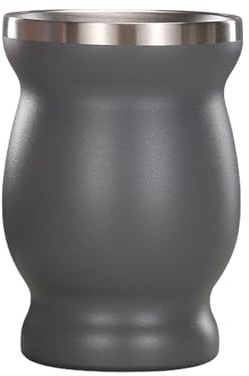 MdybF Taza de Acero Inoxidable 8 Oz Té Yerba Mate Cup 304 INOX Doble Pared Aislada Aislamiento De Acero Inoxidable Café De Té De Paja con Cepillo De Cuchara-Gris-8 Oz