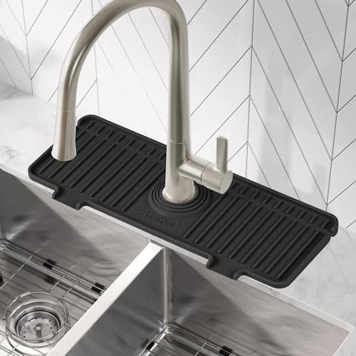 Amerner Silikon-Spültisch-Wasserhahn-Matte, Küchenspüle, Spritzschutz hinter Wasserhahn, Küchenspüle-Organizer und Spritzfänger für Küche, Bad, Wohnmobil, Bar (schwarz)