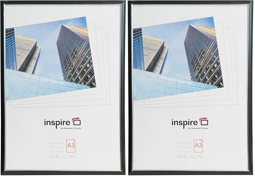 Hampton Frames EASY LOADER Poster Certificate Photo Frame Acrylic (Non Glass) Black A3 (30x42cm) EASA3BKP (Pack of 2)