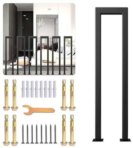 SCGSJZH Treppengeländer Schwarz Handlauf, Bodenmontage Handläufe für Treppen Sicherheit Rutschfeste, Innen Dachboden Korridorstufen Ziergeländer, Pflegeleicht (100cm, U-förmig)