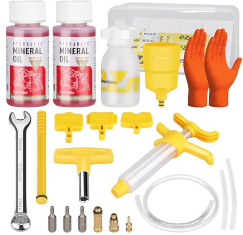 HQCM Entlüftungsset für Shimano Hydraulische Scheibenbremsen, Professionell Fahrrad Bremsflüssigkeit Entlüftungskit Bremsflüssigkeit Service Set Fahrradbremse Brake Bleeding Kit 120ML Mineralöl