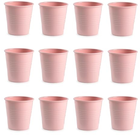Set de 12 Vasos de Agua en Plástico Duro Reutilizables e Irrompibles para Fiestas y Eventos (120 Rosa)