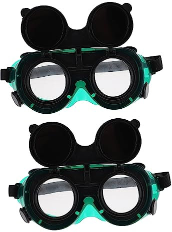 Veemoon 2St Schweißbrille Hochklappbare Schweißerbrille Schweißschutzbrille Schweissbrillen Gläser Schutzbrille zum Schweißen Dicke Schweißerbrille Flip Augenbinde Glas